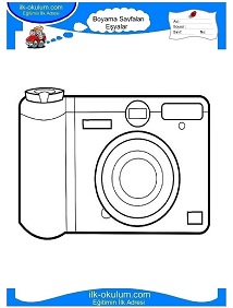 Çocuklar İçin Fotoğraf-Makinesi Boyama Sayfaları 